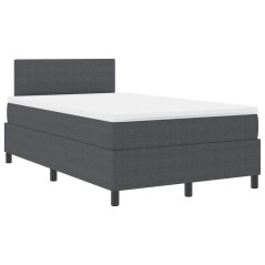 vidaXL Letto Box Spring con Materasso & LED Grigio Scuro 120x200 cm Tessuto a Coste