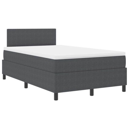 vidaXL Letto Box Spring con Materasso & LED Grigio Scuro 120x200 cm Tessuto a Coste