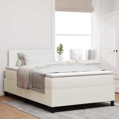vidaXL Letto con Rete a Molla con Materasso & Luce LED Crema 120x200 cm Tessuto in Velluto