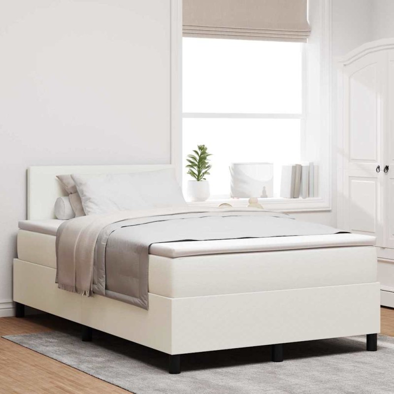 vidaXL Letto con Rete a Molla con Materasso & Luce LED Crema 120x200 cm Tessuto in Velluto