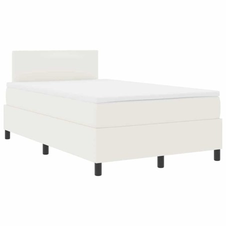 vidaXL Letto con Rete a Molla con Materasso & Luce LED Crema 120x200 cm Tessuto in Velluto