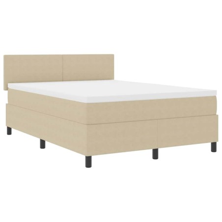 vidaXL Letto con Rete a Molle con Materasso & Luce LED Verde Grigio 140x200 cm Tessuto Corduroy
