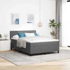 vidaXL Letto Box Spring con Materasso & Luce LED Grigio 160x200 cm Tessuto in Corduroy