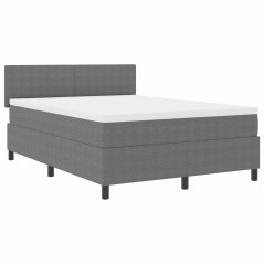 vidaXL Letto Box Spring con Materasso & Luce LED Grigio 160x200 cm Tessuto in Corduroy