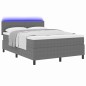 vidaXL Letto Box Spring con Materasso & Luce LED Grigio 160x200 cm Tessuto in Corduroy