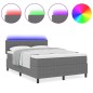 vidaXL Letto Box Spring con Materasso & Luce LED Grigio 160x200 cm Tessuto in Corduroy