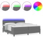 vidaXL Letto Box Spring con Materasso & LED Grigio 200x200 cm Tessuto Corduroy
