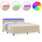 vidaXL Letto a molle con materasso & luce LED verde grigio 200x200 cm tessuto a coste
