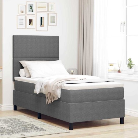 vidaXL Letto Box Spring con Materasso & Luce LED Grigio Chiaro 80x200 cm Cordonetto