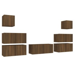 Set Mobili Porta TV 7 pz Rovere Marrone in Legno Multistrato