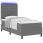 vidaXL Letto Box Spring con Materasso & Luce LED Grigio Chiaro 80x200 cm Cordonetto