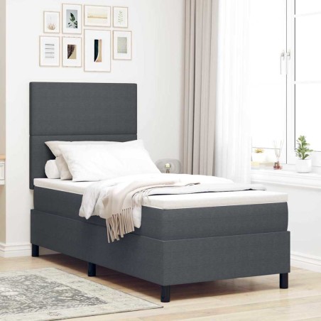 vidaXL Letto a Molla di con Materasso & Luce LED Grigio Scuro 80x200 cm Tessuto a Coste