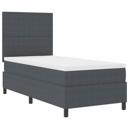 vidaXL Letto a Molla di con Materasso & Luce LED Grigio Scuro 80x200 cm Tessuto a Coste