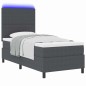 vidaXL Letto a Molla di con Materasso & Luce LED Grigio Scuro 80x200 cm Tessuto a Coste vidaXL Letto a Molla di con Materasso & Luce LED Grigio Scuro 80x200 cm Tessuto a Coste