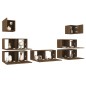 Set Mobili Porta TV 7 pz Rovere Marrone in Legno Multistrato Set Mobili Porta TV 7 pz Rovere Marrone in Legno Multistrato