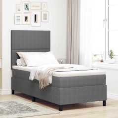 vidaXL Letto Box Spring con Materasso & Luce LED Grigio 100x200 cm Tessuto in Velluto a Corda