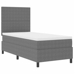 vidaXL Letto Box Spring con Materasso & Luce LED Grigio 100x200 cm Tessuto in Velluto a Corda