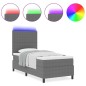 vidaXL Letto Box Spring con Materasso & Luce LED Grigio 100x200 cm Tessuto in Velluto a Corda