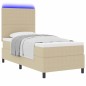 vidaXL Letto Box Spring con Materasso e Luce LED Verde Grigio 100x200 cm Tessuto Corduroy