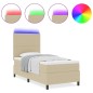 vidaXL Letto Box Spring con Materasso e Luce LED Verde Grigio 100x200 cm Tessuto Corduroy