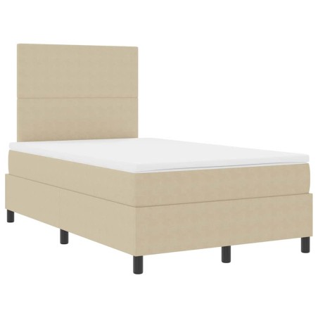 vidaXL Letto con Box Spring con Materasso & Luce LED Verde Grigio 120x200 cm Tessuto a Coste