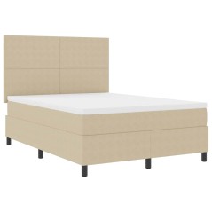 vidaXL Letto a Molle con Materasso & Luce LED Verde Grigio 140x200 cm Tessuto in Velluto a Righe