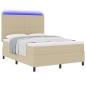 vidaXL Letto a Molle con Materasso & Luce LED Verde Grigio 140x200 cm Tessuto in Velluto a Righe vidaXL Letto a Molle con Materasso & Luce LED Verde Grigio 140x200 cm Tessuto in Velluto a Righe