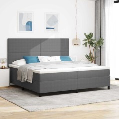vidaXL Letto a Molle con Materasso e Luce LED Grigia 200x200 cm Tessuto Vellutato