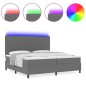 vidaXL Letto a Molle con Materasso e Luce LED Grigia 200x200 cm Tessuto Vellutato