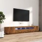 Set Mobili TV 3pz con Luci LED Rovere Fumo in Legno Multistrato Set Mobili TV 3pz con Luci LED Rovere Fumo in Legno Multistrato
