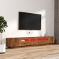 Set Mobili TV 3pz con Luci LED Rovere Fumo in Legno Multistrato Set Mobili TV 3pz con Luci LED Rovere Fumo in Legno Multistrato