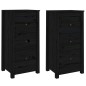 Credenze 2 pz Nere 40x35x80 cm in Legno Massello di Pino Credenze 2 pz Nere 40x35x80 cm in Legno Massello di Pino