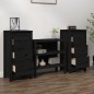 Credenze 2 pz Nere 40x35x80 cm in Legno Massello di Pino Credenze 2 pz Nere 40x35x80 cm in Legno Massello di Pino