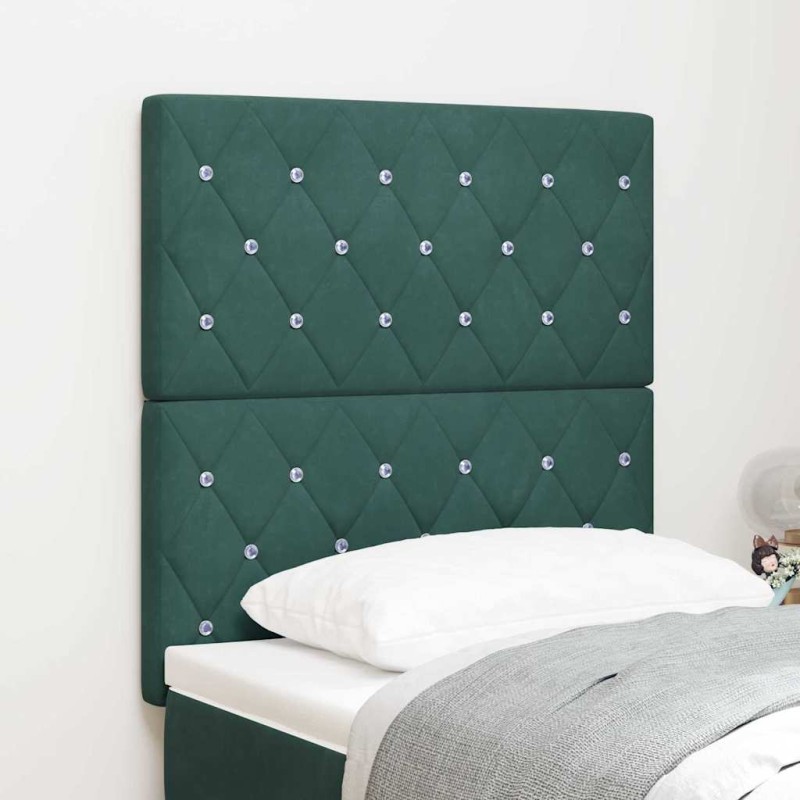 vidaXL Testiera Botanica con bottoni in cristallo verde scuro, 80 cm in velluto
