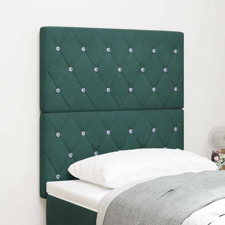 vidaXL Testiera Botanica con bottoni in cristallo verde scuro, 80 cm in velluto