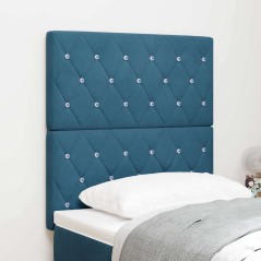 vidaXL Testiera Blu Scuro in Velluto con Bottoni in Cristallo, 80 cm