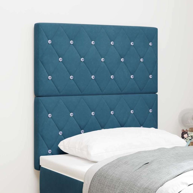 vidaXL Testiera Blu Scuro in Velluto con Bottoni in Cristallo, 80 cm