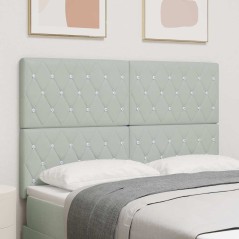vidaXL Testiera in Velluto Grigio Chiaro con Pulsante di Cristallo, 140 cm
