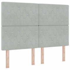 vidaXL Testiera in Velluto Grigio Chiaro con Pulsante di Cristallo, 140 cm