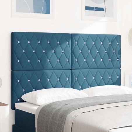 vidaXL Testiera vitaXL con Bottone di Cristallo Blu Scuro in Velluto, 160 cm