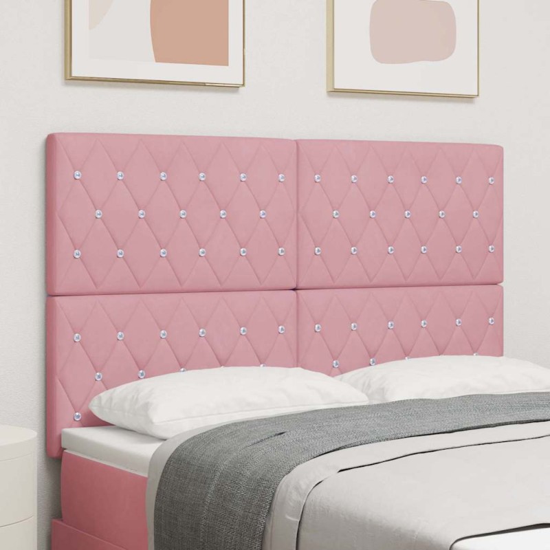 vidaXL Testiera rosa in velluto con bottoni di cristallo, 160 cm