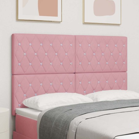 vidaXL Testiera rosa in velluto con bottoni di cristallo, 160 cm