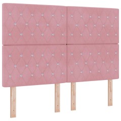 vidaXL Testiera rosa in velluto con bottoni di cristallo, 160 cm