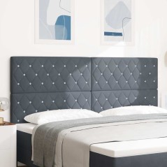 vidaXL Testiera con bottoni in cristallo, grigio scuro, 200 cm in velluto.