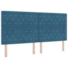 vidaXL Testiera con Bottoni in Cristallo Trapuntati, Blu Scuro, 200 cm, in Velluto