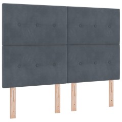 Testiera vidaXL con bottoni imbottiti grigio scuro 140 cm in velluto