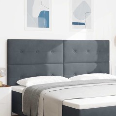 Testiera vidaXL Imbottita a Bottoni Grigio Scuro 200 cm in Velluto