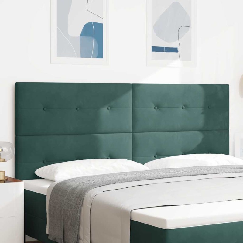 vidaXL Testata con Bottoni Verde Scuro 200 cm Velluto vidaXL Testata con Bottoni Verde Scuro 200 cm Velluto