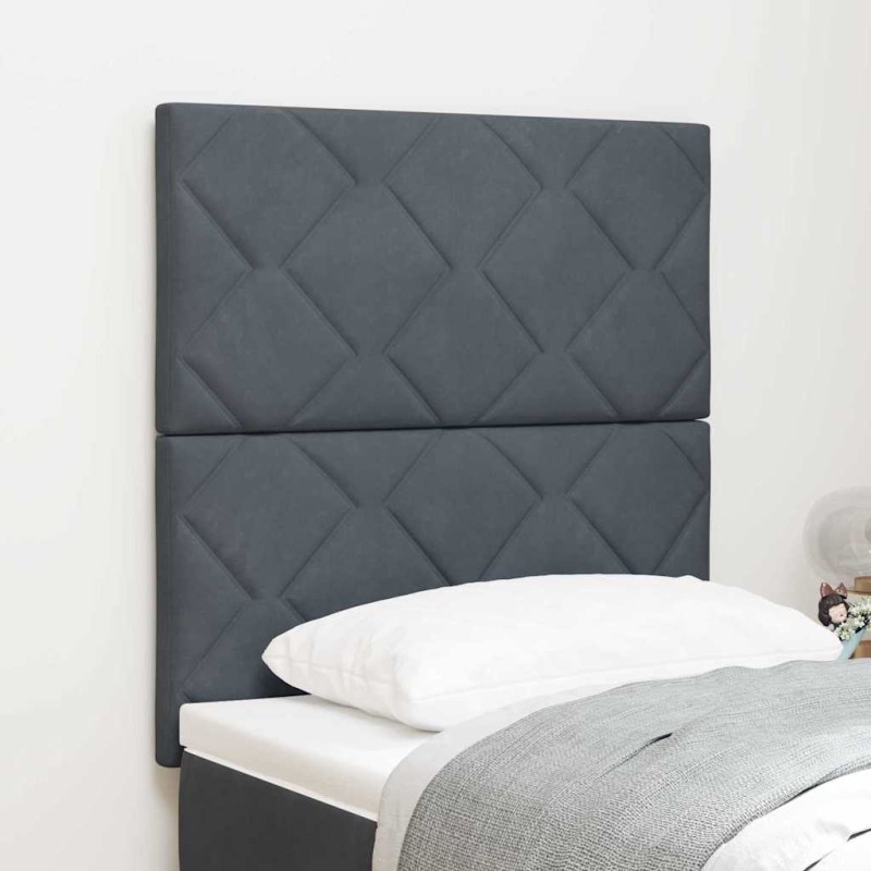 vidaXL Testiera in velours grigio scuro con blocchi a forma di diamante - 80 cm vidaXL Testiera in velours grigio scuro con blocchi a forma di diamante - 80 cm