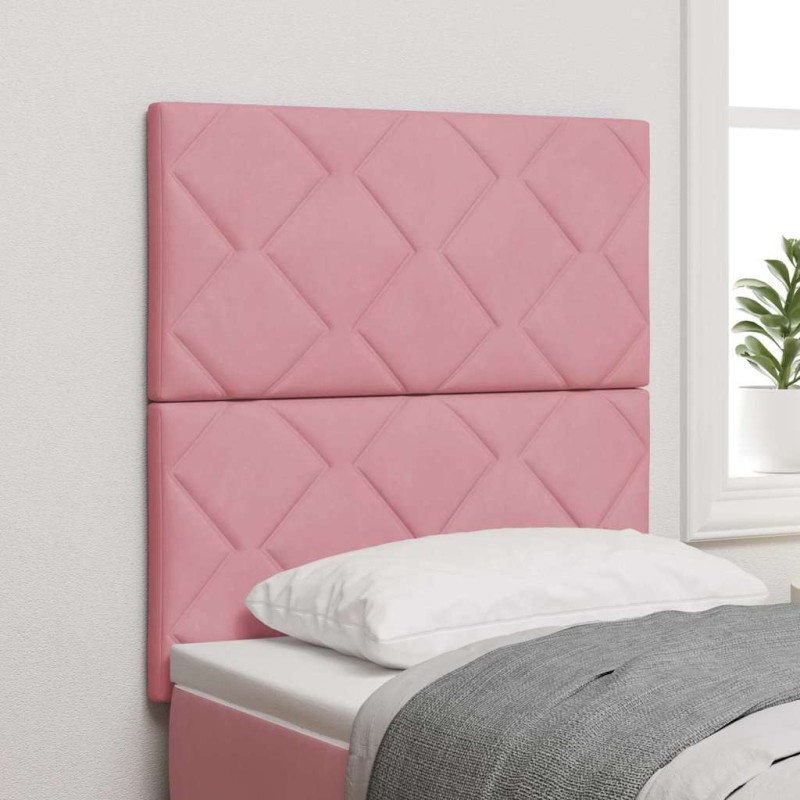 vidaXL Testiera in velluto rosa di - 80 cm con motivo a blocchi di diamante vidaXL Testiera in velluto rosa di - 80 cm con motivo a blocchi di diamante